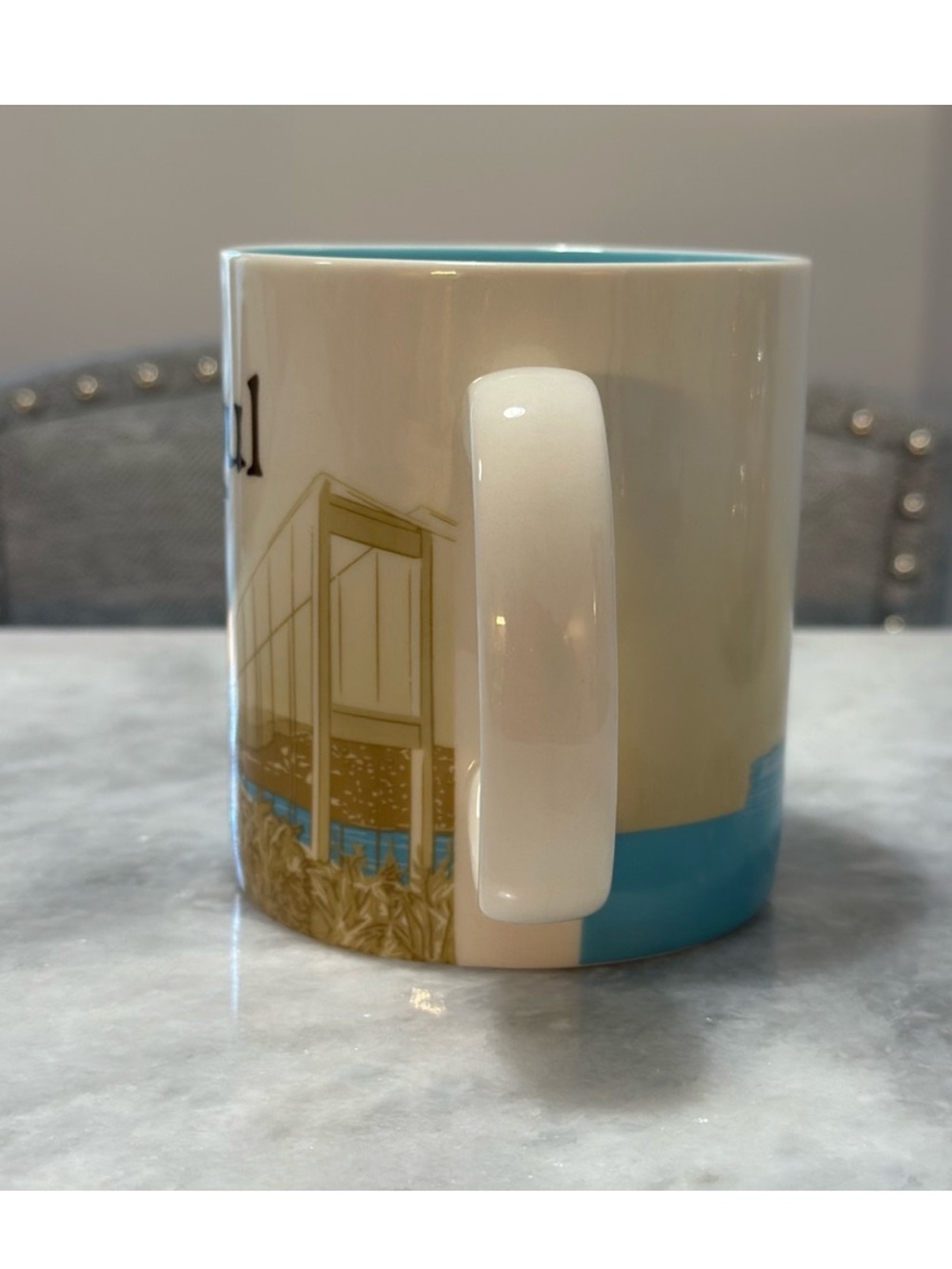 Starbucks Istanbul Global Icon 16 oz ceramic mug featuring  Bosphorus Bridge - Picture 4 of 8
